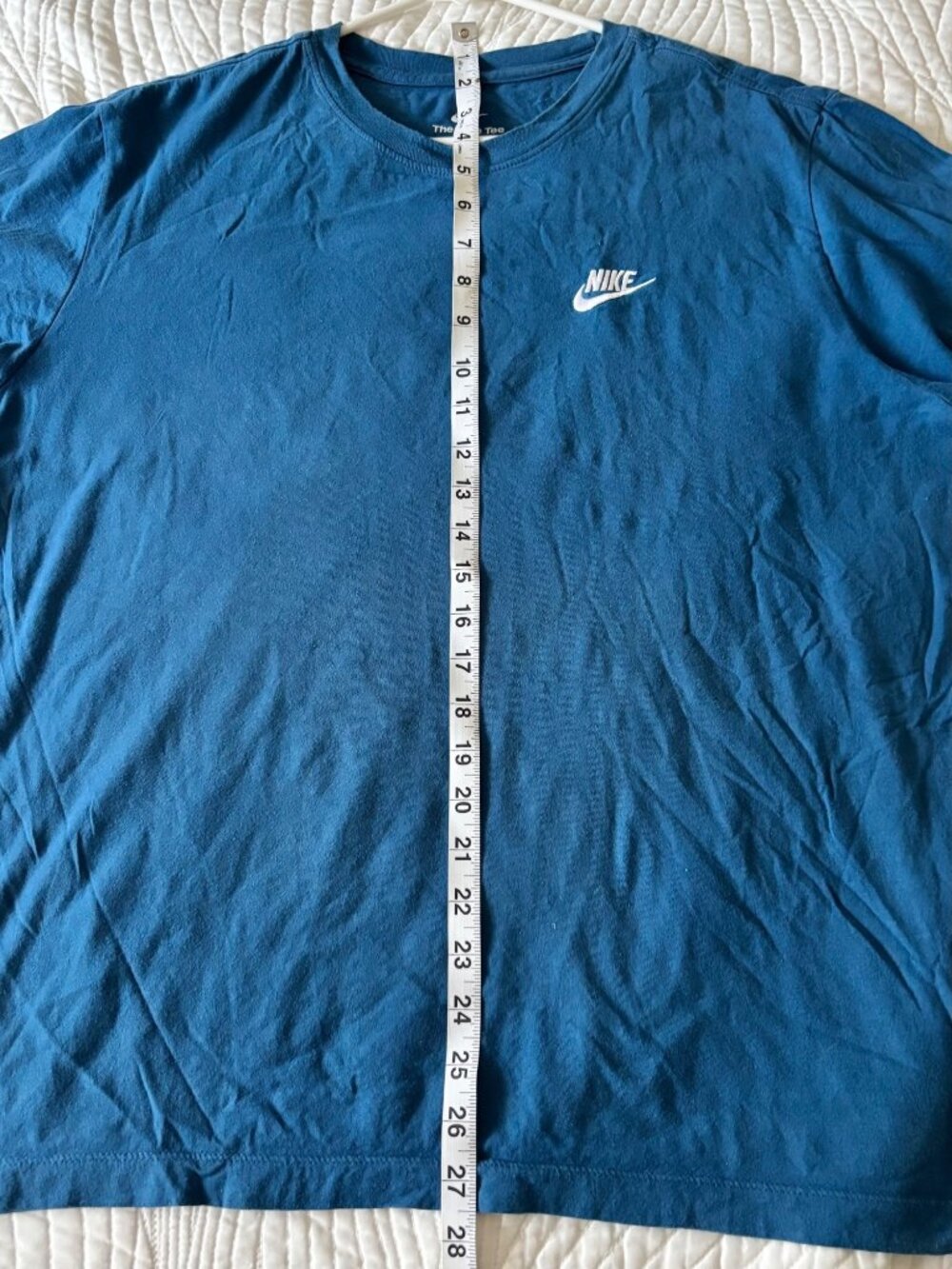 Nike Mens Blue Tee Shirt Large Embroidered Logo Cotton Casual Crewneck - Picture 5 of 5